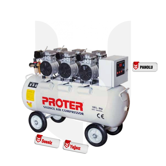 PROTER 100 Litre Sessiz Ve Yağsız PR 103 S Hava Kompresörü