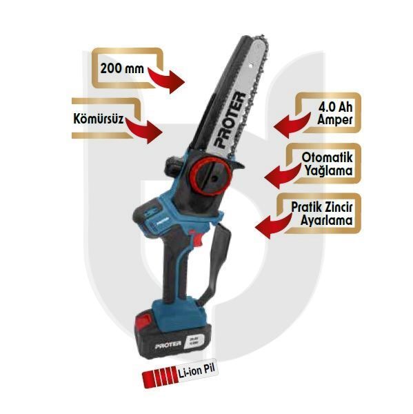PROTER Şarjlı Zincirli Budama Testeresi PST 120ST