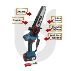PROTER Şarjlı Zincirli Budama Testeresi PST 120ST